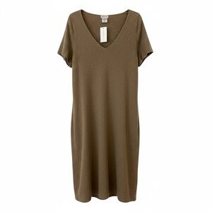 Dries Van Noten Brown V-Neck Short Sleeve Dress